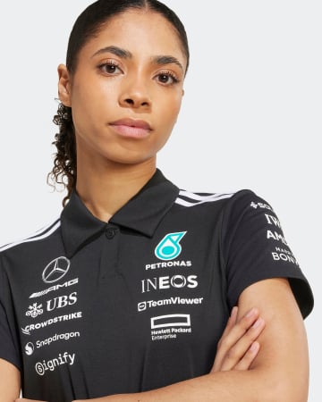 Mercedes - Polo negru pentru femei 2025 Team