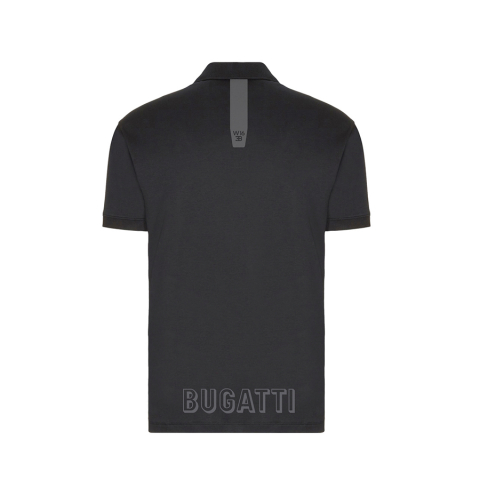 Tricou polo negru Bugatti cu logo gri [1]