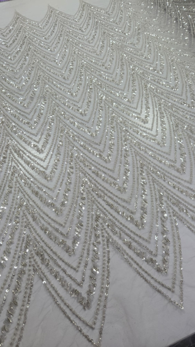 Broderie premium cu paiete și mărgele – Ivory/Champagne, 135 CM latime [2]