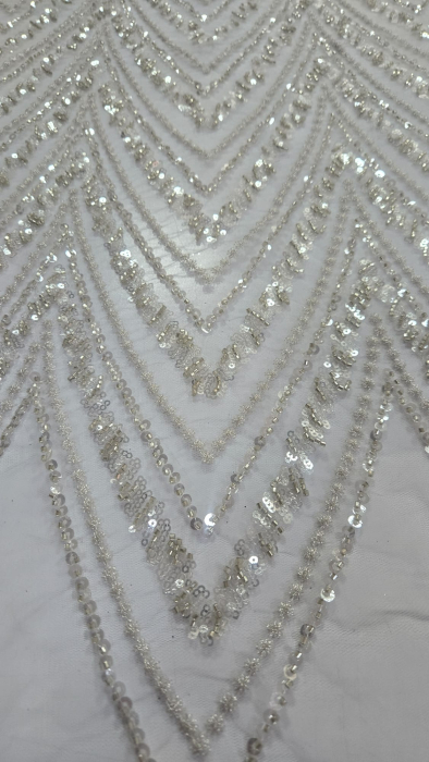 Broderie premium cu paiete și mărgele – Ivory/Champagne, 135 CM latime [3]