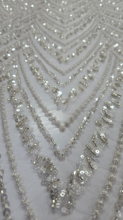 Broderie premium cu paiete și mărgele – Ivory/Champagne, 135 CM latime [4]