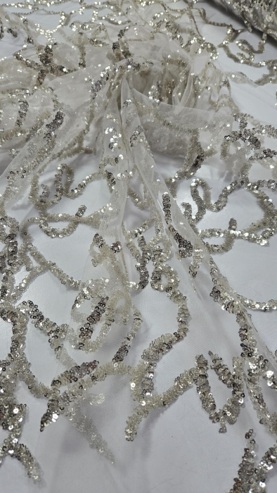 Tulle ivory accesorizat cu paiete Champagne [4]
