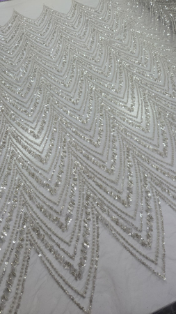 Broderie premium cu paiete și mărgele – Ivory/Champagne, 135 CM latime [1]