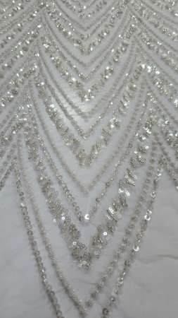 Broderie premium cu paiete și mărgele – Ivory/Champagne, 135 CM latime [2]