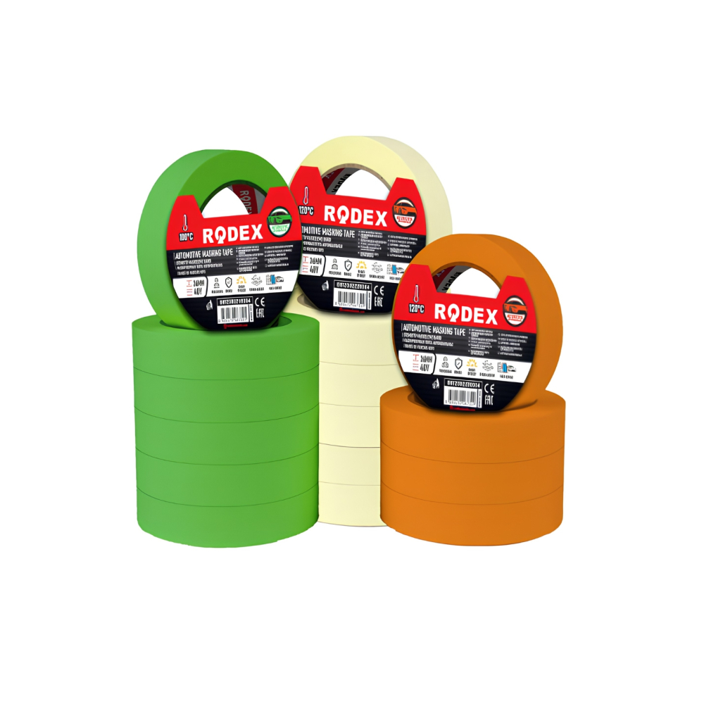 Banda de mascare auto 48mm, 40 yard / 36.6 m, portocalie, rezistenta pana la 120 grade, BNMA4840YO - Rodex [2]