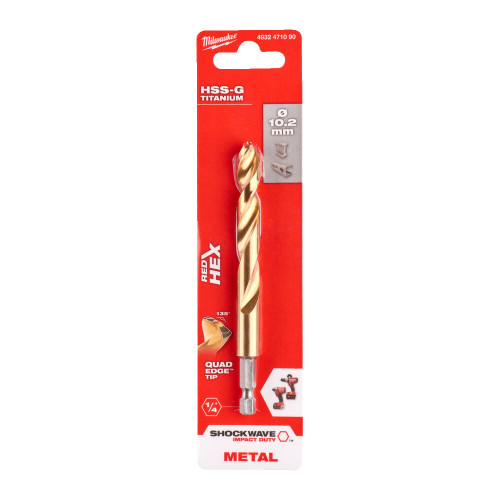 Burghiu HSS-G TIN RED HEX, 10.2mm-1buc, 4932471090 Milwaukee, MILWAUKEE [1]
