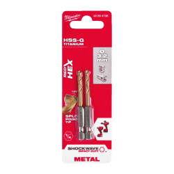 Burghiu HSS-G TIN RED HEX, 3.2mm-2buc, 48894706 Milwaukee, MILWAUKEE [1]