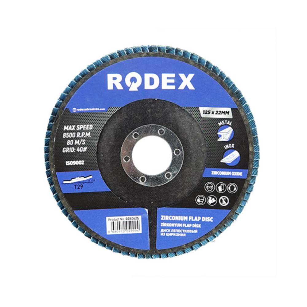 Disc abraziv lamelar 125mm, granulatie 60, cu oxid de zirconiu - Rodex [2]