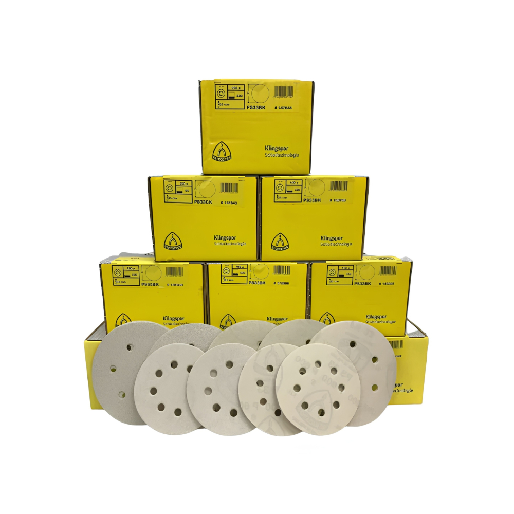Disc abraziv pe suport de hartie, autofixare pentru vopsea / lac / chit / lemn, 150mm, granulatie 80, GLS3, PS 33 CK - Klingspor [2]
