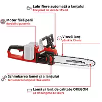 Drujba (fierastrau electric) cu lant pe acumulator Einhell PXC GE-LC 36/35 Li-Solo, 36 V, 33 cm lungime lama, 15 m/s viteza lant,fara incarcator si acumulator in pachet, 4501780, Einhell [2]
