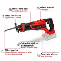 Fierastrau multifunctional pe acumulator Einhell TE-AP 18/28 Li BL - Solo, 18 V, tehnologia PXC, motor fara perii, 2500 curse/min, 28 mm inaltime cursa, 200 mm adancime maxima taiere, fara acumulator/ [2]