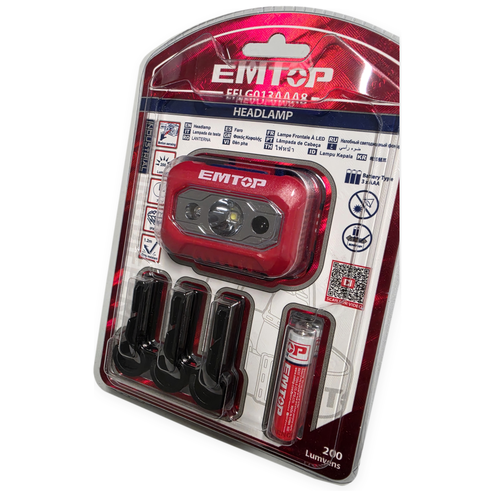 Lampa frontala LED cu baterii, senzor aprindere, rezistenta la ploaie, 200 lumeni - EMTOP [8]