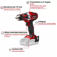 Masina de gaurit si insurubat fara fir, TE-CD 18/40 (4513925), Einhell [2]