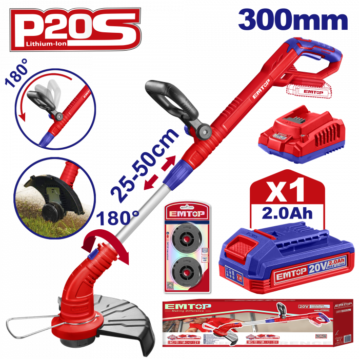 Motocoasa/Trimmer cu 1 acumulator 2.0Ah, maner reglabil, 300mm [1]