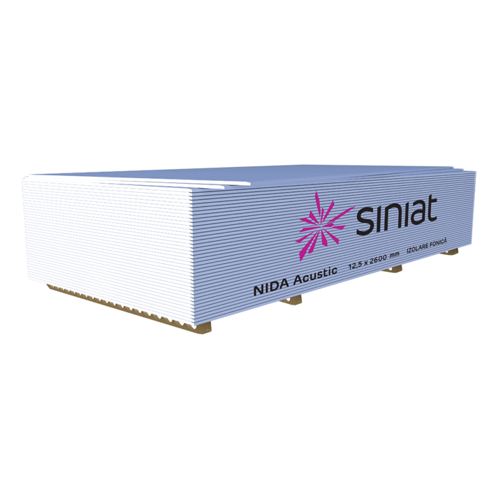 Placa gips carton Nida Acustic,antifonica, 12.5 x 1200 x 2600 mm, Siniat [3]