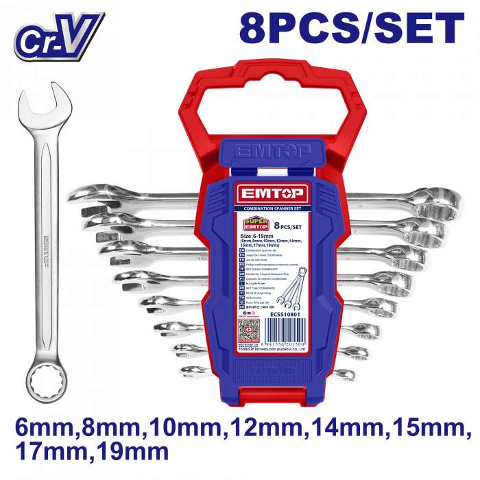 Set 8 chei fixe combinate 6-19mm, EMTOP [1]