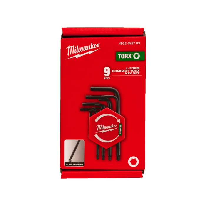 Set chei imbus TORX scurte T8-T40, 9 bucăți, (4932492703), MILWAUKEE [3]