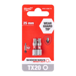 Set de 2 biti Shockwave TX20, 25 mm, Milwaukee, cod 4932430874, MILWAUKEE [2]