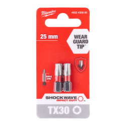 Set de 2 biti Shockwave TX30, 25 mm, Milwaukee, cod 4932430885, MILWAUKEE [2]