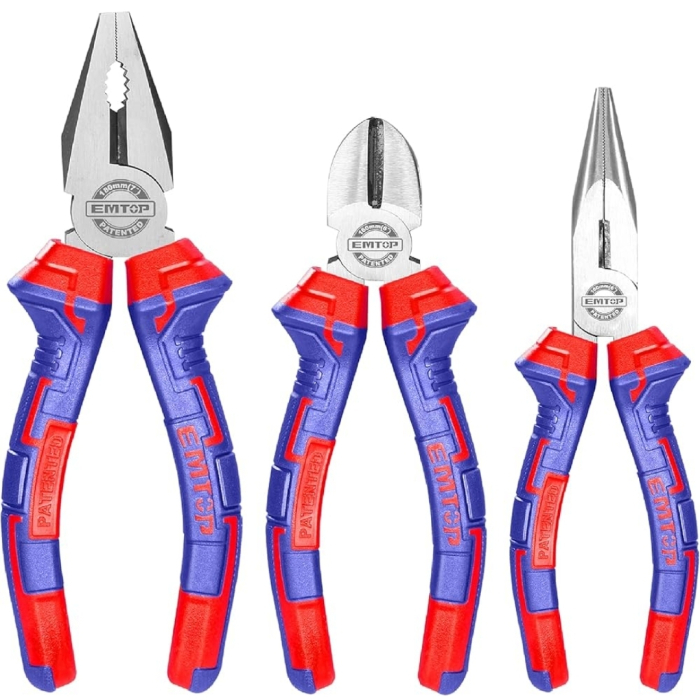 Set de 3 bucati de clesti - cleste patent 200mm, cleste taietor 160mm si cleste cu varf ascutit 160mm, EMTOP [2]