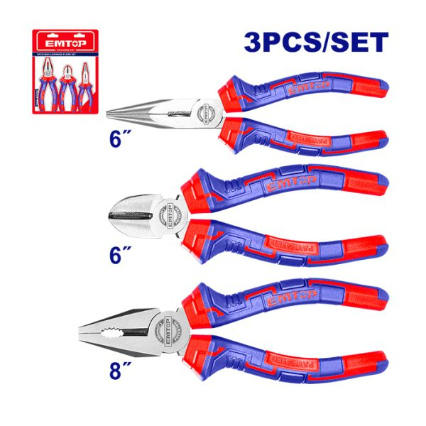 Set de 3 bucati de clesti - cleste patent 200mm, cleste taietor 160mm si cleste cu varf ascutit 160mm, EMTOP [9]