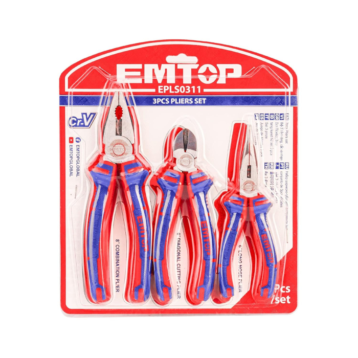 Set de 3 bucati de clesti - cleste patent 200mm, cleste taietor 160mm si cleste cu varf ascutit 160mm, EMTOP [8]