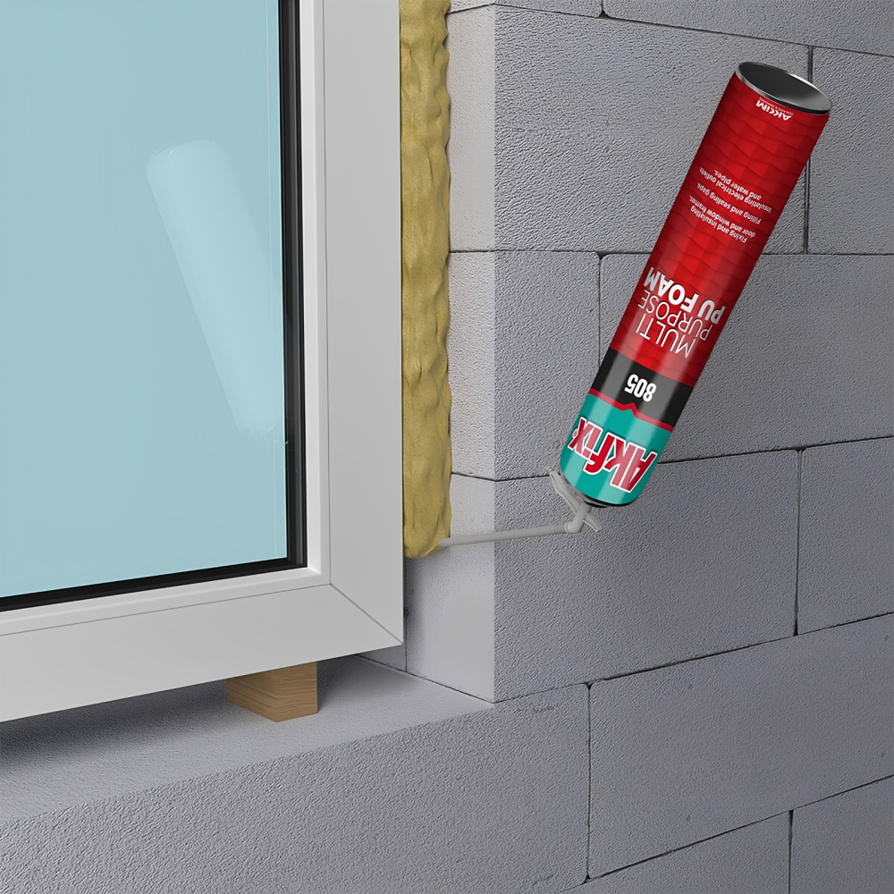Spuma poliuretanica montaj Akfix 805 300ml cu pai - izolare si fixare usi ferestre [5]