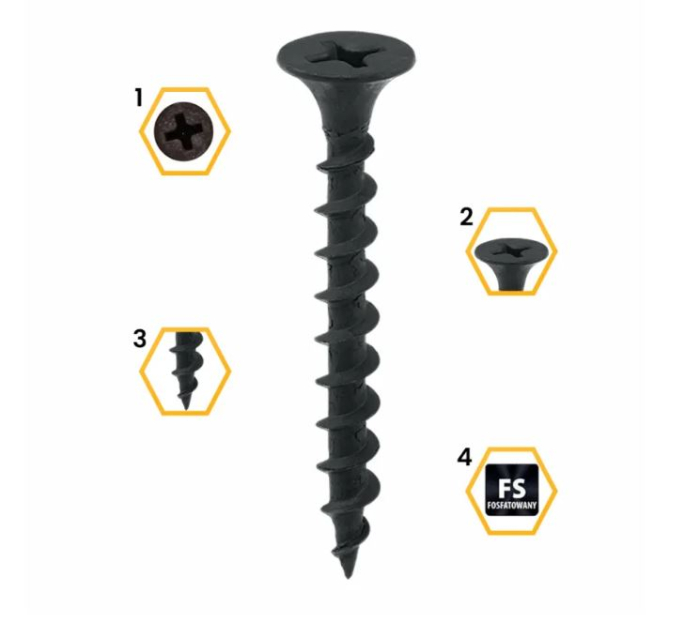 Surub pentru fixarea placilor de gips-carton pe suporturi din lemn, FT 3.5x45mm 50 bucati/blister - BGD-35045, Klimas Wkret-met [8]