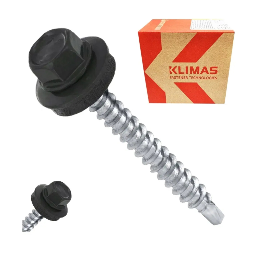 Surub autoforant pentru tabla, cap hexagonal 4.8x55mm RAL 7016- 200 buc/cutie - WFD-48055-7016, Klimas Wkret-met [2]