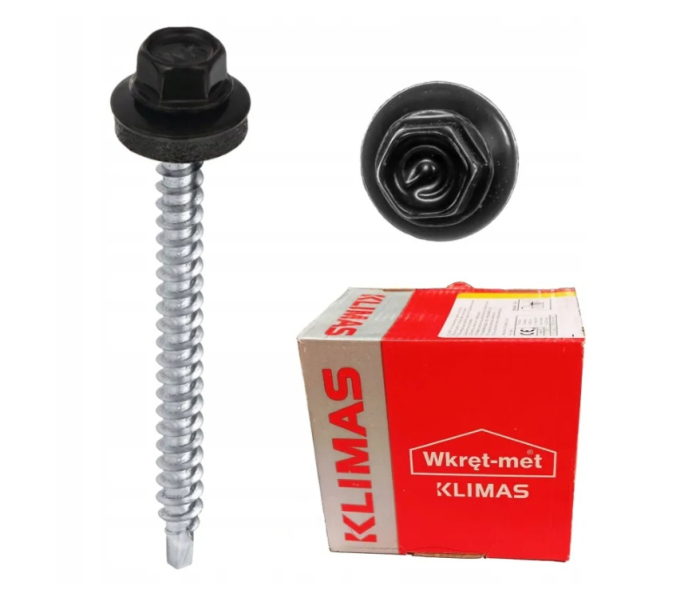 Surub autoforant pentru tabla, cap hexagonal 4.8x55mm RAL 9005- 200 buc/cutie - WFD-48055-9005, Wrek-met KLIMAS [2]