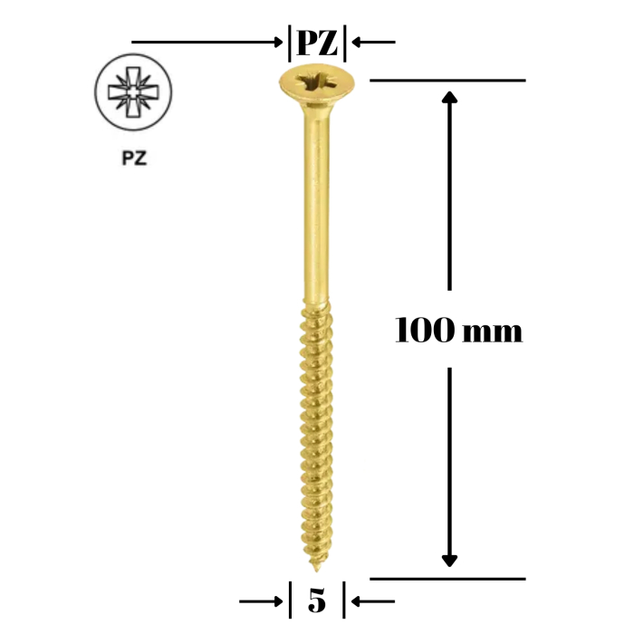 Surub cu cap inecat pentru placi OSB 5x100, 200 bucati/cutie, KMH-50100, Wrek-met KLIMAS [1]