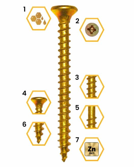 Surub cu cap inecat pentru placile de OSB, PZ, 5x50 mm - 300 bucati/cutie - KMH-50050, Klimas Wkret-met [5]