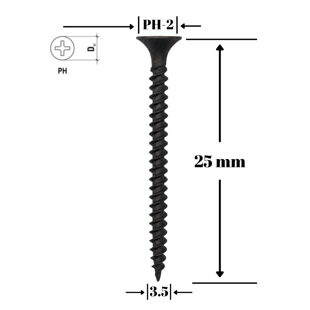 Surub gips-carton pentru metal, TN 3.5x25mm, 1000 buc/cutie [2]