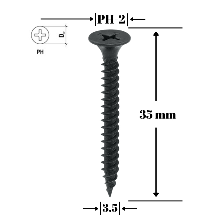 Surub gips-carton pentru metal, TN 3.5x35mm - 100 bucati/blister - BGM-35035, Klimas Wkret-met [1]