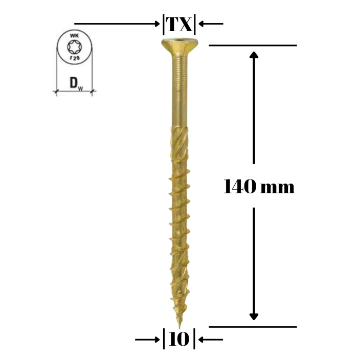 Surub pentru lemn TORX 10x140mm - WKCS-10140(50), Klimas Wkret-met [1]