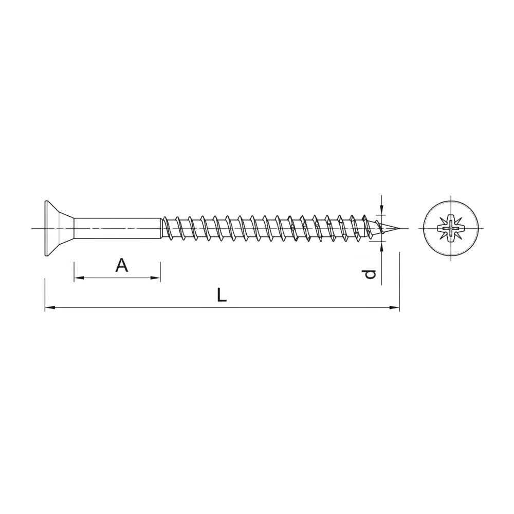 Surub UC, cap inecat 5x60 mm pentru lemn, PAL și OSB, 250 buc/cutie [12]