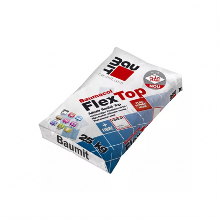 Adezivi - Adeziv superflexibil pentru gresie si faianta, Baumit, FlexTop Fibre, interior / exterior, 25 kg
