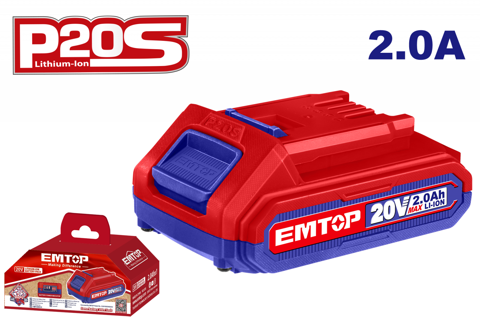 Acumulatori - Baterie de 20V, 2.0Ah, EMTOP