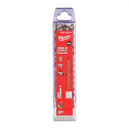 Accesorii si consumabile - Burghie pentru metal HSS Cobalt, DIN338, Ø6.0mm, 10 bucăți, (4932373345), MILWAUKEE