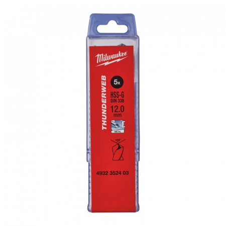 Accesorii si consumabile - Burghie pentru metal THUNDERWEB, rectificate, Ø12.0mm, 5 buc (4932352403), MILWAUKEE