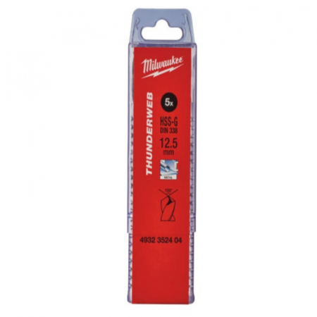 Scule electrice, unelte si accesorii - Burghie pentru metal THUNDERWEB, rectificate, Ø12.5mm, 5 buc (4932352404), MILWAUKEE