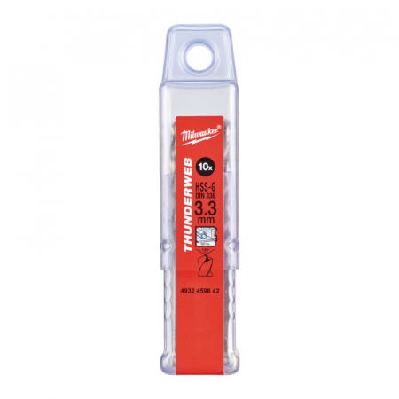 Accesorii si consumabile - Burghie pentru metal THUNDERWEB, rectificate, Ø3.3mm, 10 buc (4932459842), MILWAUKEE