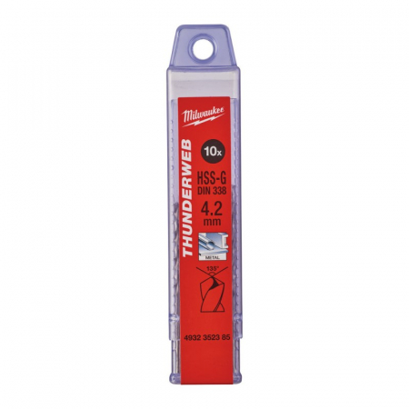 Scule electrice, unelte si accesorii - Burghie pentru metal THUNDERWEB, rectificate, Ø4.2mm, 10 buc (4932352385), MILWAUKEE