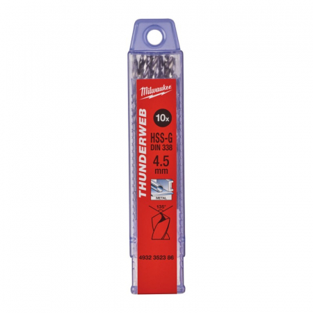Accesorii si consumabile - Burghie pentru metal THUNDERWEB, rectificate, Ø4.5mm, 10 buc (4932352386), MILWAUKEE
