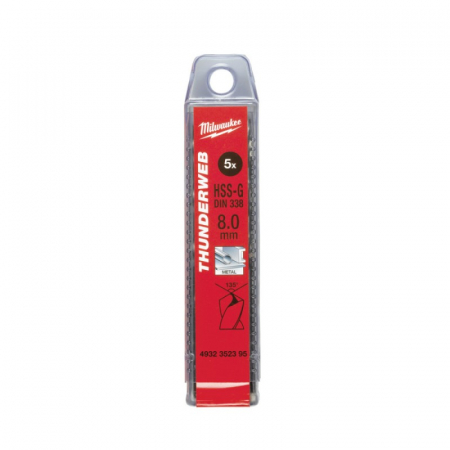 Accesorii si consumabile - Burghie pentru metal THUNDERWEB, rectificate, Ø8.0mm, 5 buc (4932352395), MILWAUKEE