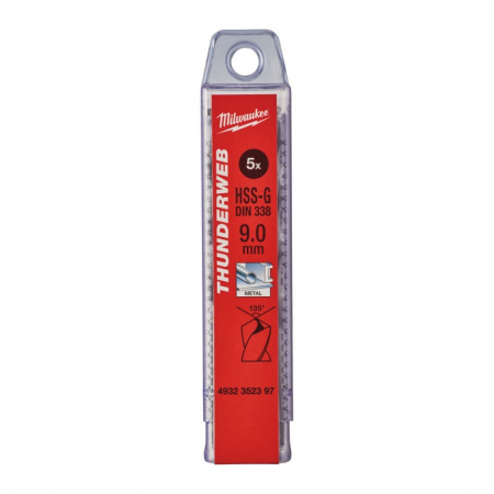 Scule electrice, unelte si accesorii - Burghie pentru metal THUNDERWEB, rectificate, Ø9.0mm, 5 buc (4932352397), MILWAUKEE