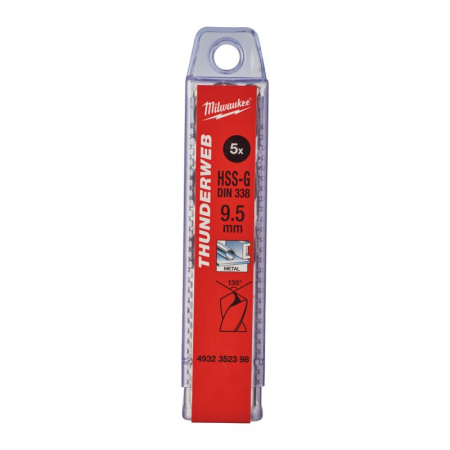 Scule electrice, unelte si accesorii - Burghie pentru metal THUNDERWEB, rectificate, Ø9.5mm, 5 buc (4932352398), MILWAUKEE