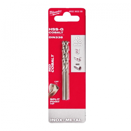 Burghie - Burghiu pentru metal HSS Cobalt, DIN338, Ø4.0mm (4932363258), MILWAUKEE