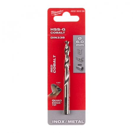 Scule electrice, unelte si accesorii - Burghiu pentru metal HSS Cobalt, DIN338, Ø6.0mm (4932363268), MILWAUKEE