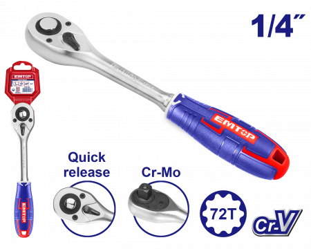 Surubelnite, clesti si chei - Cheie cu clichet 1/4", EMTOP